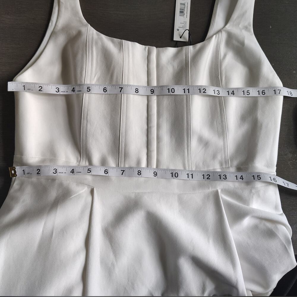 Alice + Olivia Diana Off White Sleeveless Structured Midi Dress Size 14 - Picture 6 of 16